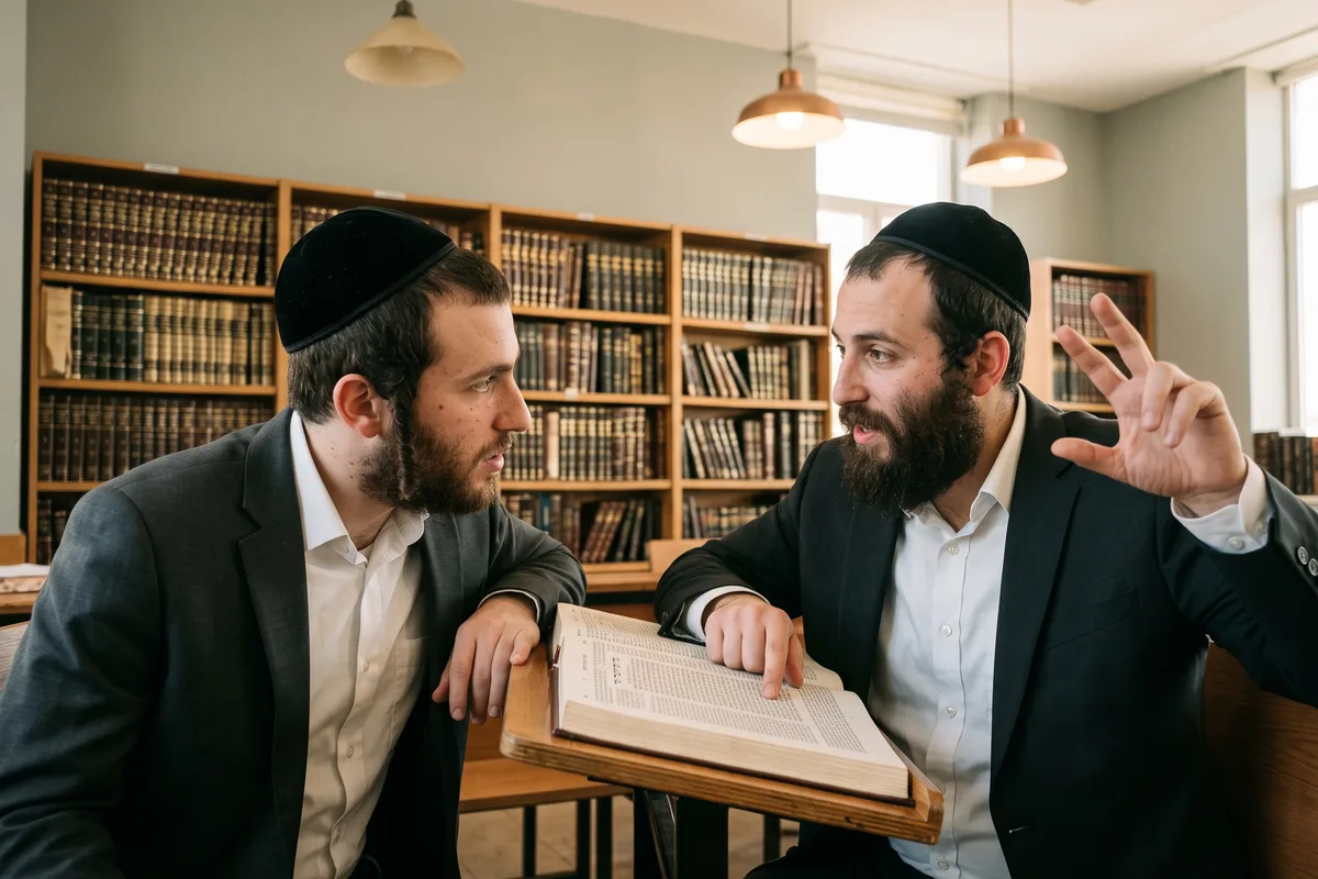 אברכים לומדים בחברותא בבית המדרש בזכות הפרשת המעשר